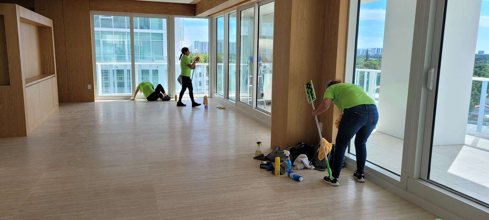 Zion Cleaning Services team working in a luxury Miami high-rise